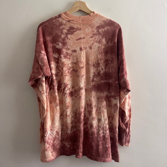We The Free Tie Dye Tee Cabernet Combo, Oversized Long Sleeve Design, XS - Picture 11 of 16